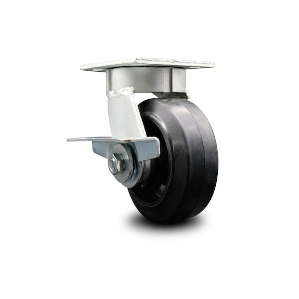 5 Inch Kingpinless Rubber on Steel Wheel Swivel Caster with Brake